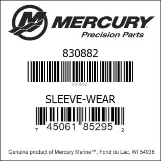 Bar codes for Mercury Marine part number 830882