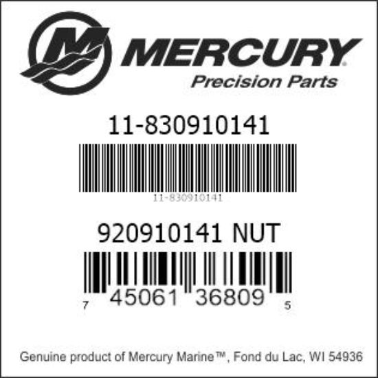Bar codes for Mercury Marine part number 11-830910141