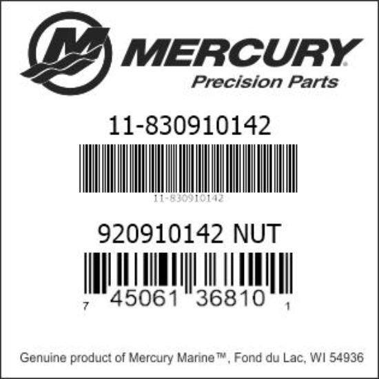 Bar codes for Mercury Marine part number 11-830910142