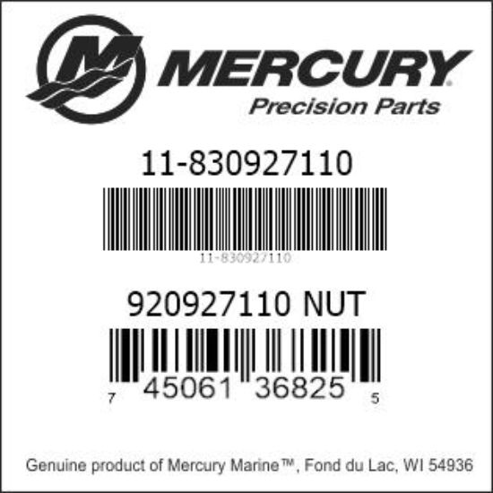 Bar codes for Mercury Marine part number 11-830927110