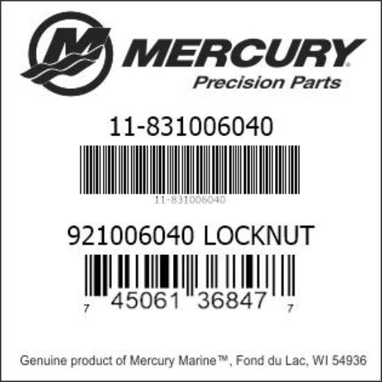 Bar codes for Mercury Marine part number 11-831006040