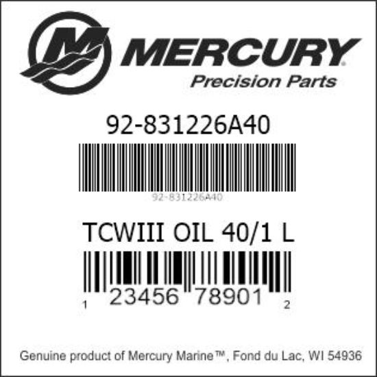 Bar codes for Mercury Marine part number 92-831226A40