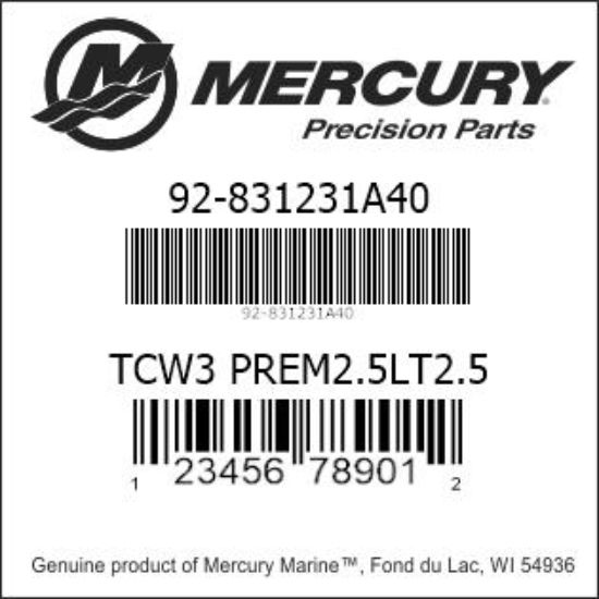 Bar codes for Mercury Marine part number 92-831231A40