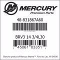 Bar codes for Mercury Marine part number 48-831867A60