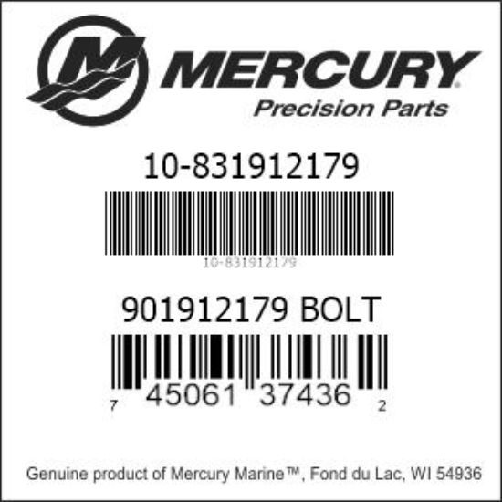 Bar codes for Mercury Marine part number 10-831912179