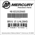 Bar codes for Mercury Marine part number 48-831915A65
