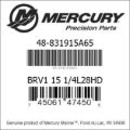 Bar codes for Mercury Marine part number 48-831915A65