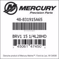 Bar codes for Mercury Marine part number 48-831915A65