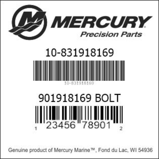Bar codes for Mercury Marine part number 10-831918169