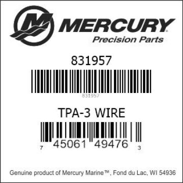 Mercury Marine part number 831957 TPA-3 WIRE Bar codes for Mercury Marine part number 831957
