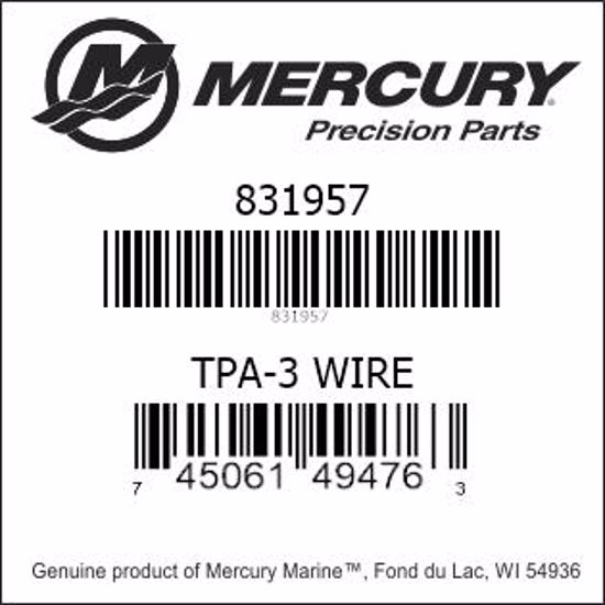 Bar codes for Mercury Marine part number 831957