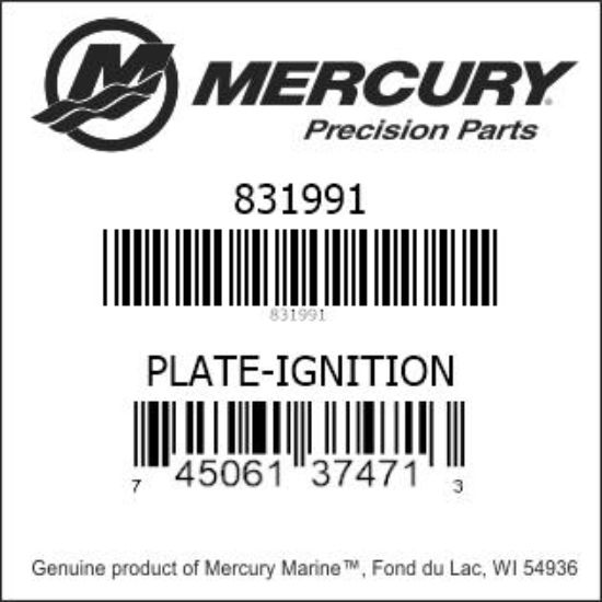 Bar codes for Mercury Marine part number 831991
