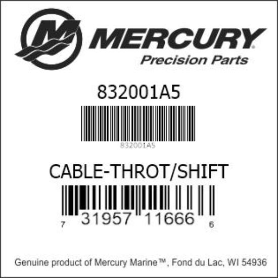 Bar codes for Mercury Marine part number 832001A5