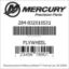 Mercury Marine part number 284-832010S31 FLYWHEEL Bar codes for Mercury Marine part number 284-832010S31