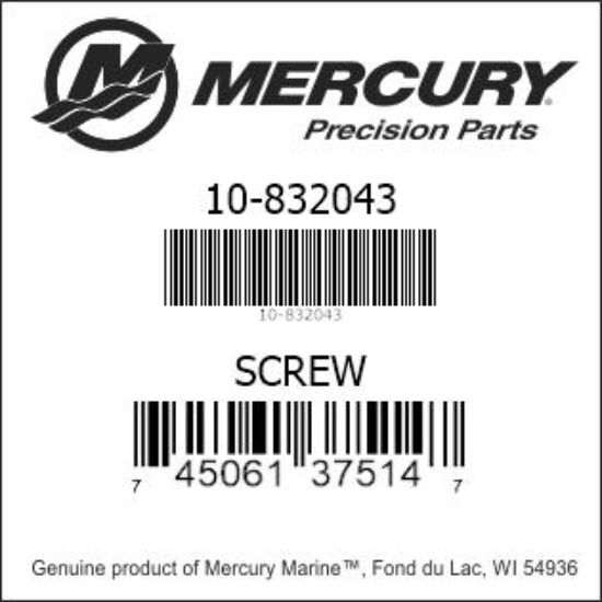 Bar codes for Mercury Marine part number 10-832043