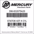 Bar codes for Mercury Marine part number 398-832075A20