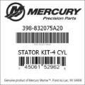 Bar codes for Mercury Marine part number 398-832075A20