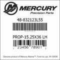 Bar codes for Mercury Marine part number 48-832123L55