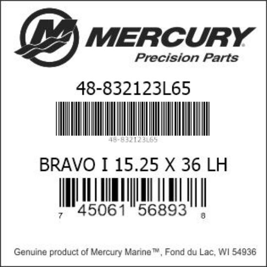Bar codes for Mercury Marine part number 48-832123L65