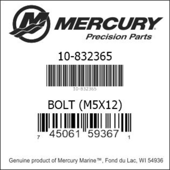 Bar codes for Mercury Marine part number 10-832365