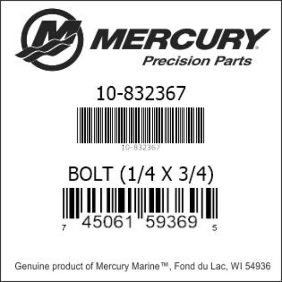 Bar codes for Mercury Marine part number 10-832367