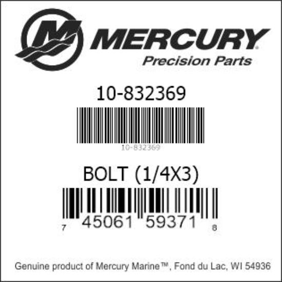 Bar codes for Mercury Marine part number 10-832369