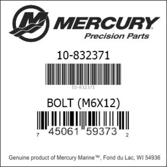 Bar codes for Mercury Marine part number 10-832371