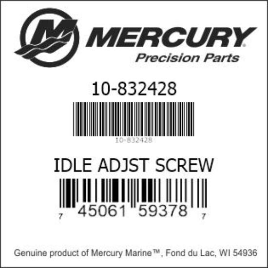 Bar codes for Mercury Marine part number 10-832428