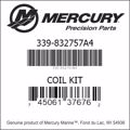 Bar codes for Mercury Marine part number 339-832757A4