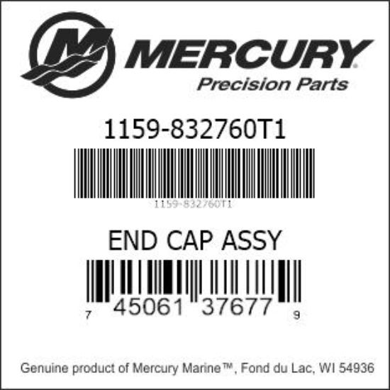 Bar codes for Mercury Marine part number 1159-832760T1