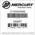 Bar codes for Mercury Marine part number 27-832934006