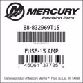 Bar codes for Mercury Marine part number 88-832969T15