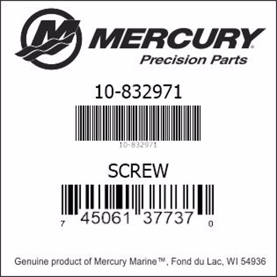 Bar codes for Mercury Marine part number 10-832971