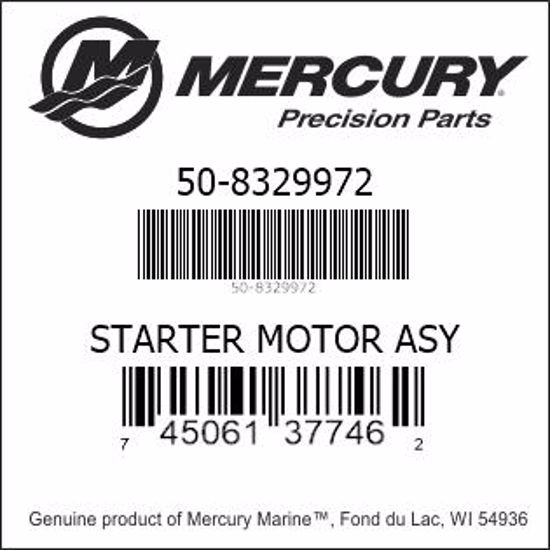 Bar codes for Mercury Marine part number 50-8329972