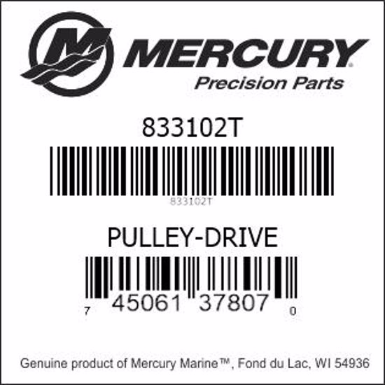 Bar codes for Mercury Marine part number 833102T