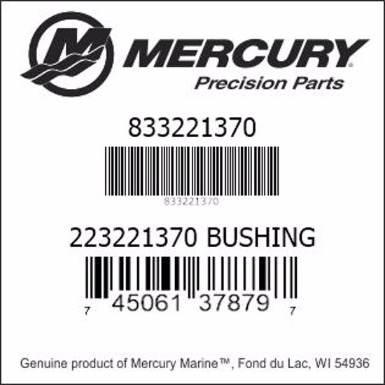 Bar codes for Mercury Marine part number 833221370