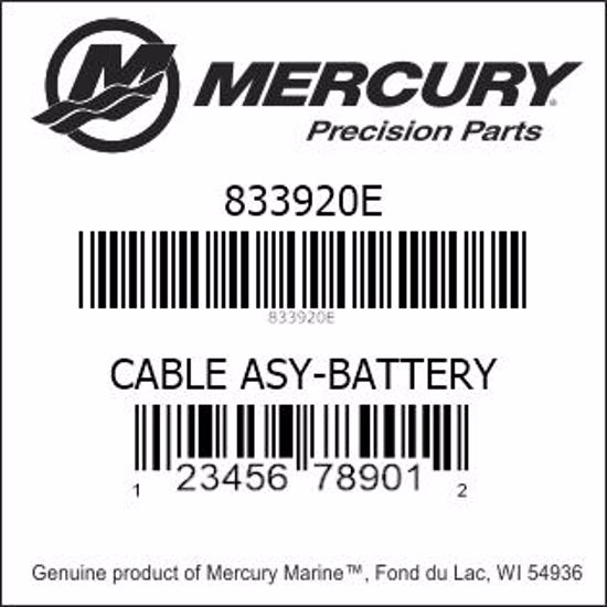 Bar codes for Mercury Marine part number 833920E