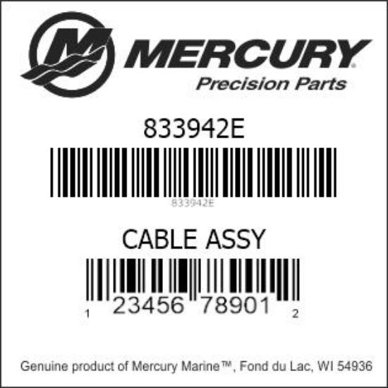 Bar codes for Mercury Marine part number 833942E