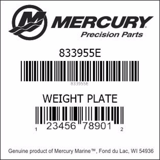 Bar codes for Mercury Marine part number 833955E