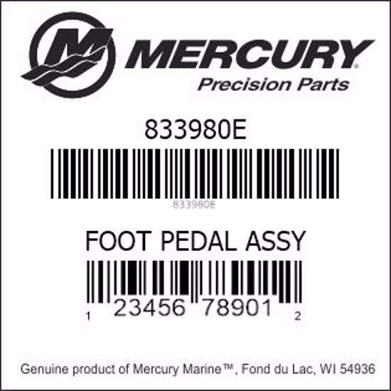 Bar codes for Mercury Marine part number 833980E
