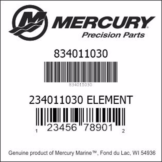 Bar codes for Mercury Marine part number 834011030