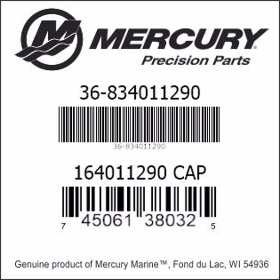 Bar codes for Mercury Marine part number 36-834011290