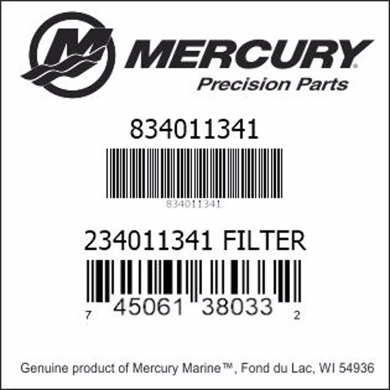 Bar codes for Mercury Marine part number 834011341