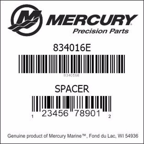 Bar codes for Mercury Marine part number 834016E