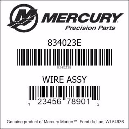 Bar codes for Mercury Marine part number 834023E