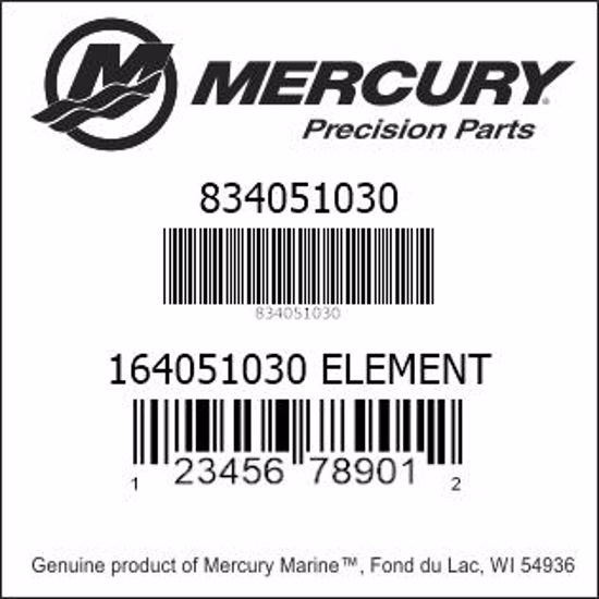 Bar codes for Mercury Marine part number 834051030