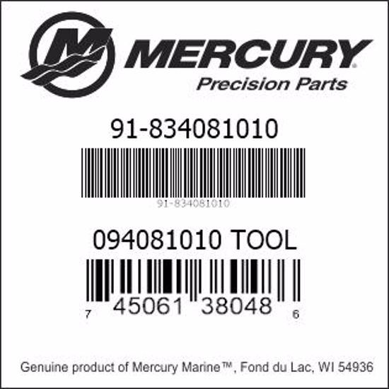 Bar codes for Mercury Marine part number 91-834081010