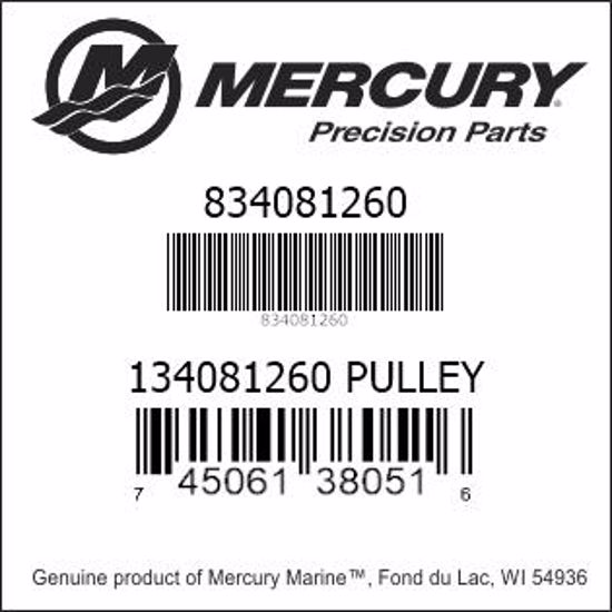 Bar codes for Mercury Marine part number 834081260
