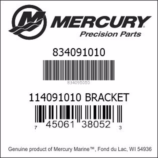 Bar codes for Mercury Marine part number 834091010