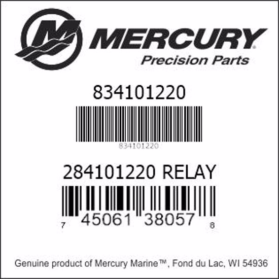 Bar codes for Mercury Marine part number 834101220